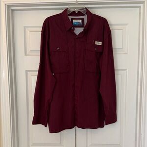 Magellan Outdoors Burgundy Long Sleeve Fishing  Shirt